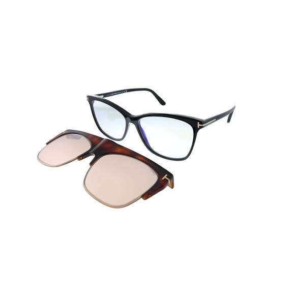 NEW TOM FORD SUNGLASSES square plastic sunglasses with blue block clear with pea